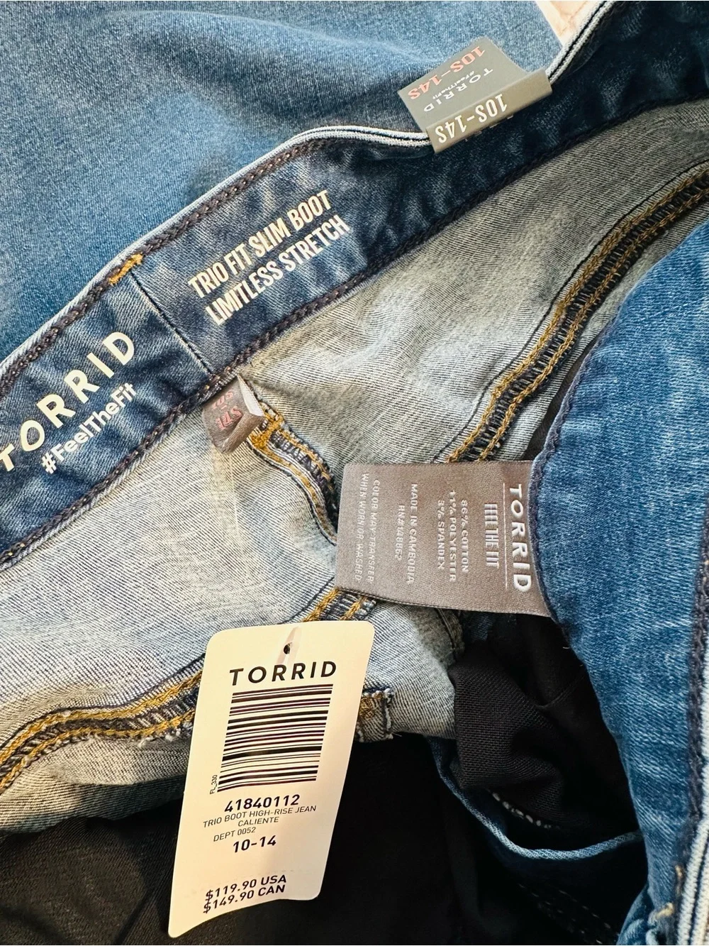 NWT Torrid Trio Fit Slim Boot Limitless Stretch Mid-Blue Straight Jeans - 10-14